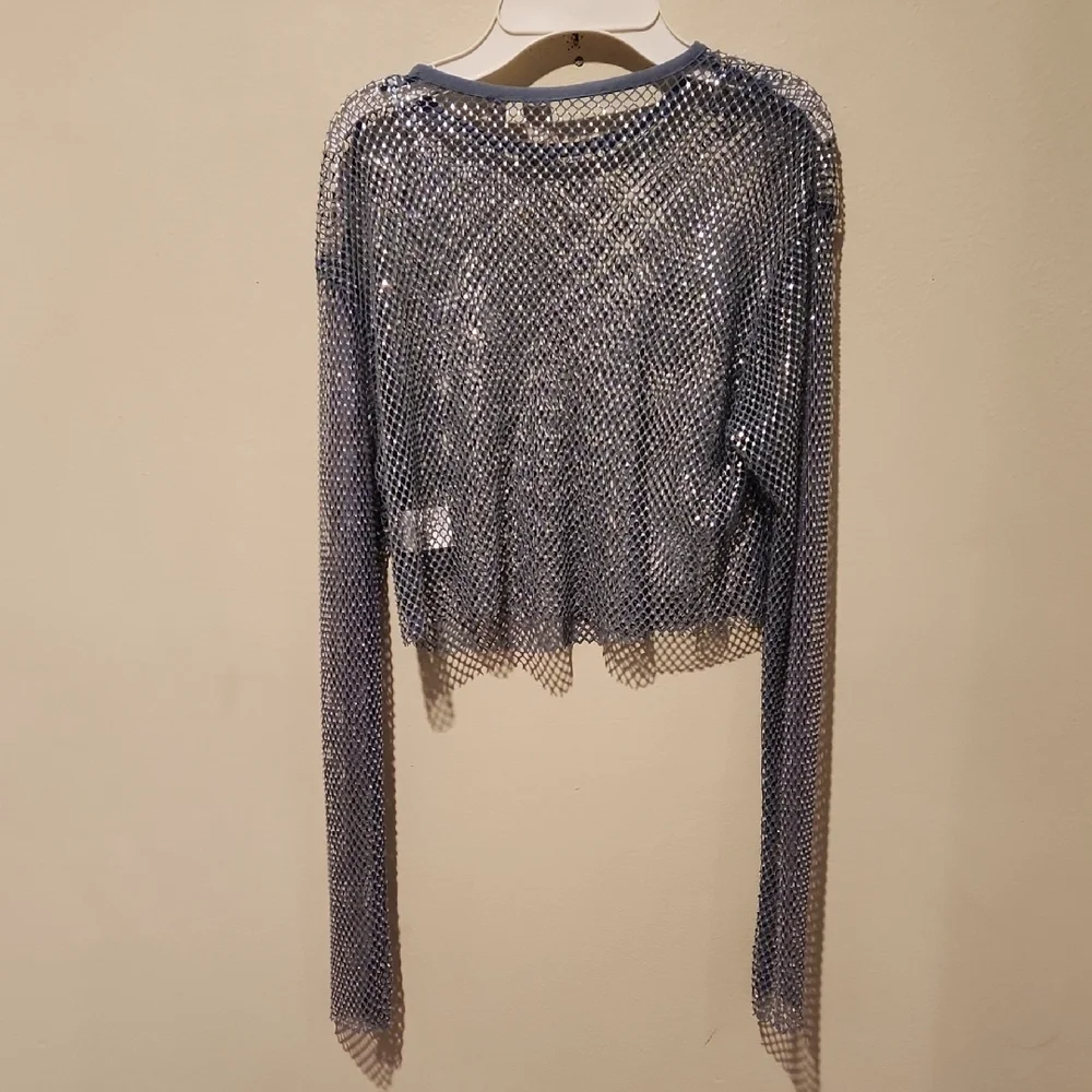 ❤️ ANTHROPOLOGIE DOLAN SLINKY MESH RHINESTONE CROP TOP, XXS